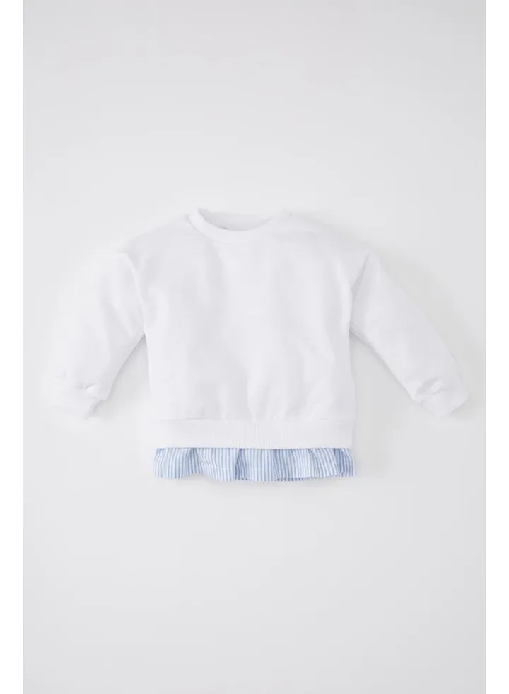 Babygirl Regular Fit Bike Neck Long Sleeve Knitted Sweat Shirt