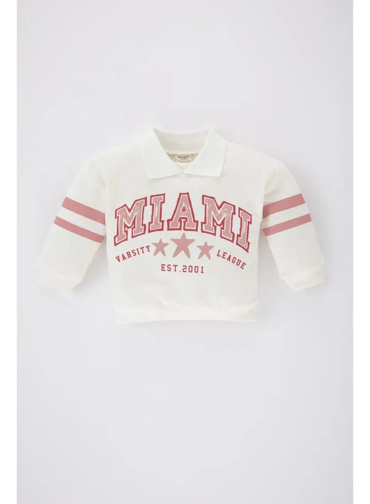 Babygirl Regular Fit Shirt Neck Long Sleeve Knitted Sweat Shirt