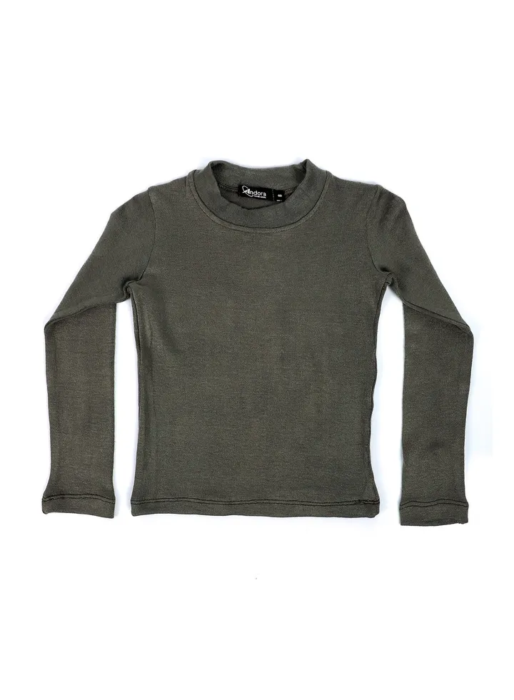 Mock Neck Lightweight Girls Top - Olive