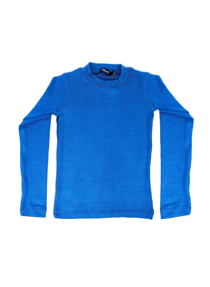 Mock Neck Lightweight Girls Top - Blue