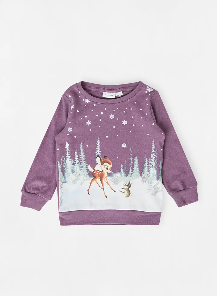 Girls Bambi Long Sleeve Sweatshirt Purple