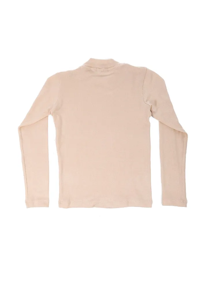 Mock Neck Lightweight Girls Top - Black
