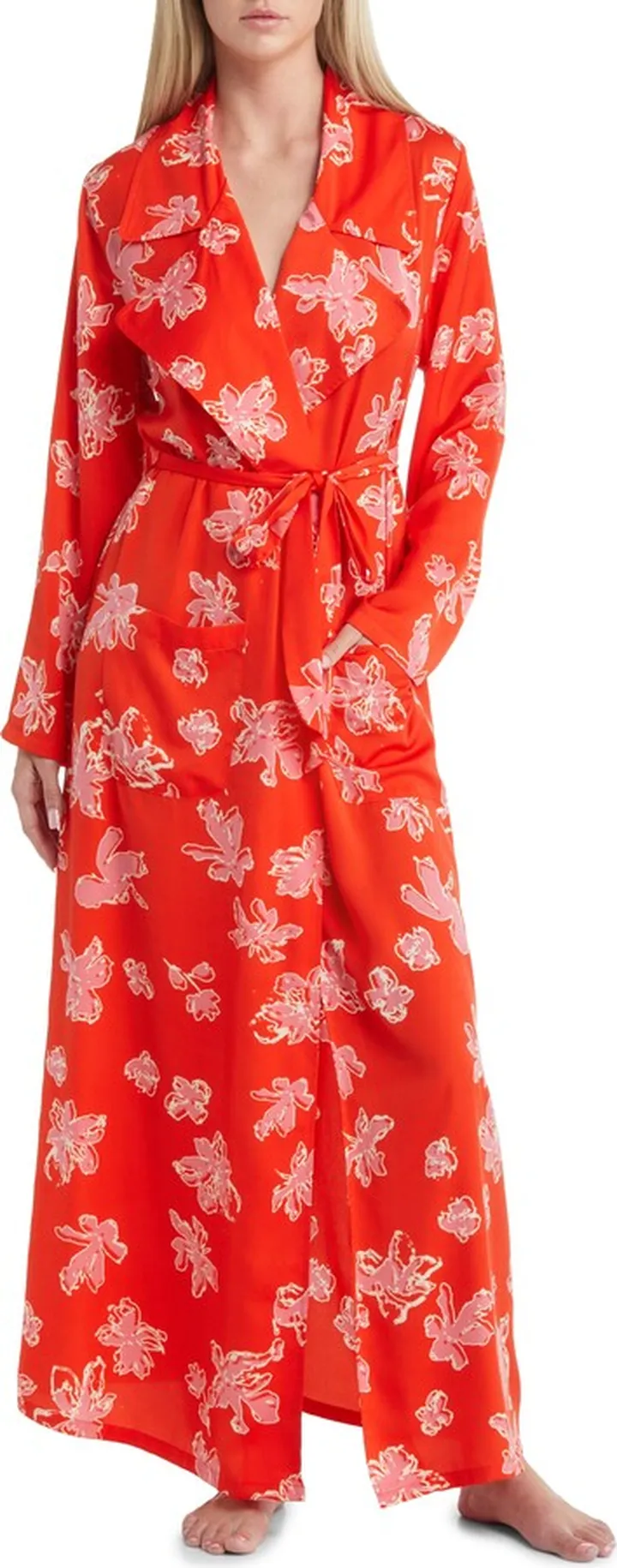 Tie Waist Satin Robe