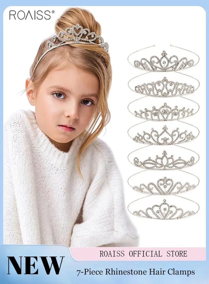Children Full Diamond Crown Hair Band 8-Piece Girls Dance Performance Accessories Birthday Party Hair Accessories