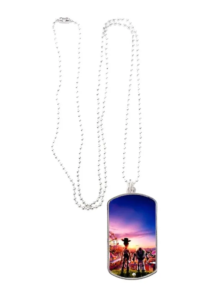 Printed Rectangle Shape Pendant Necklace