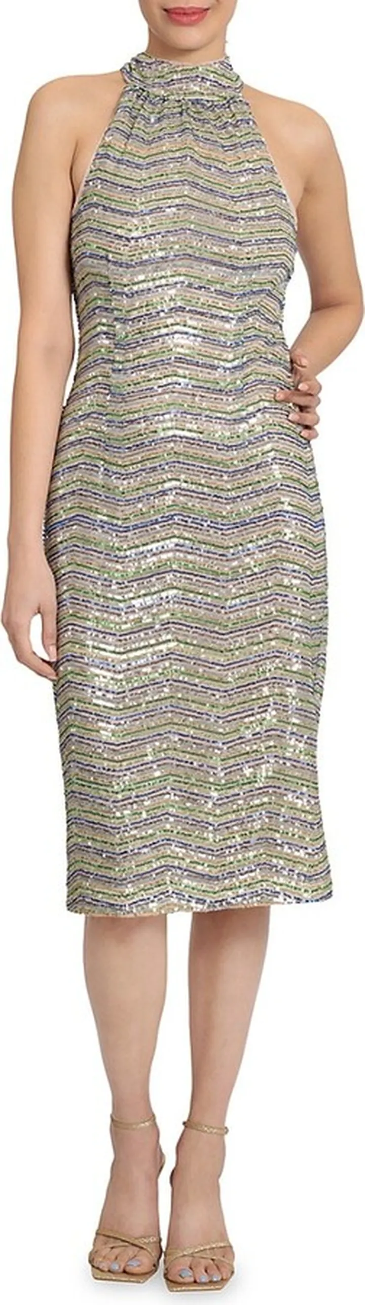 Highneck Sequin Sheath Dress