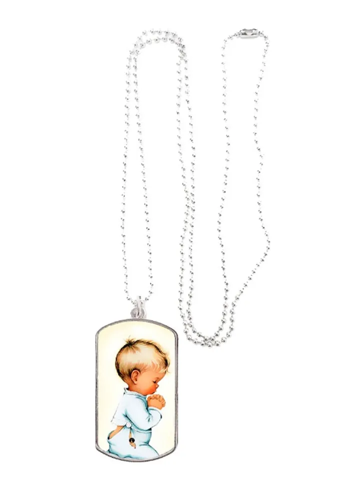 Printed Rectangle Shape Pendant Necklace