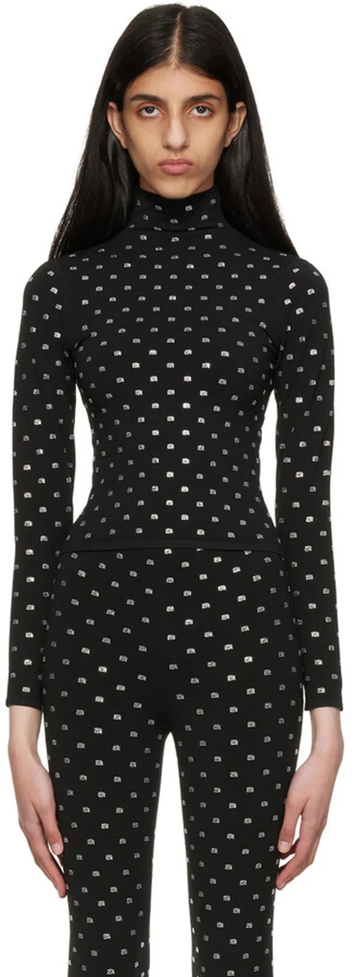 Alexander Wang Black Nylon Turtleneck