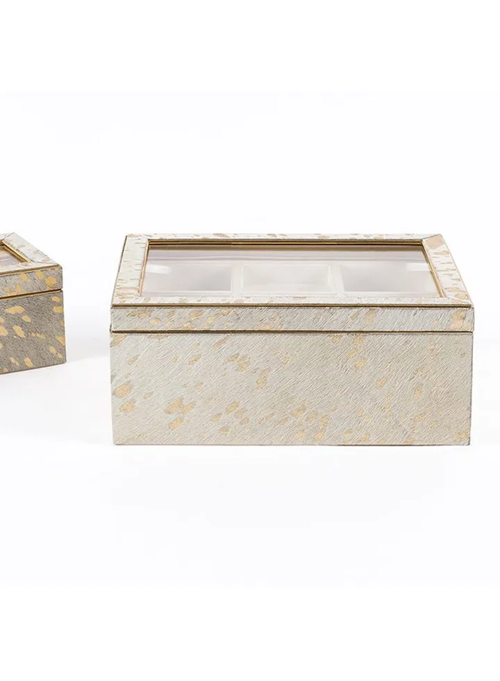 Hairon Jewellery Box, White & Gold - 27x20 cm