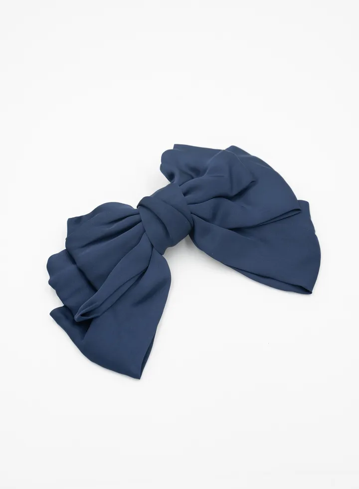 Large Dark Blue Hair Barrete Bow Hair Clip