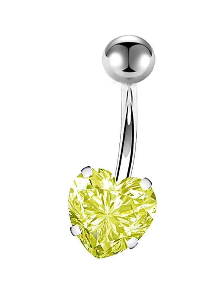 Stone Studded Heart Belly Ring