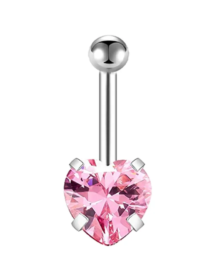 Stone Studded Heart Belly Ring