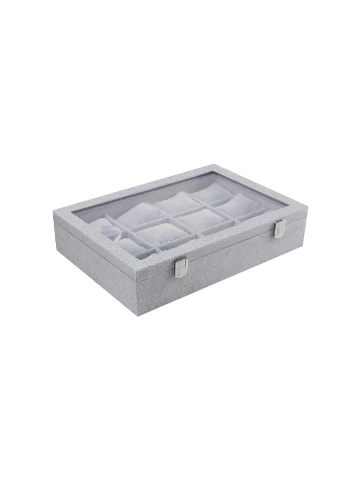 PU Leather Soft Velvet Clear Lid Jewelry Organizer