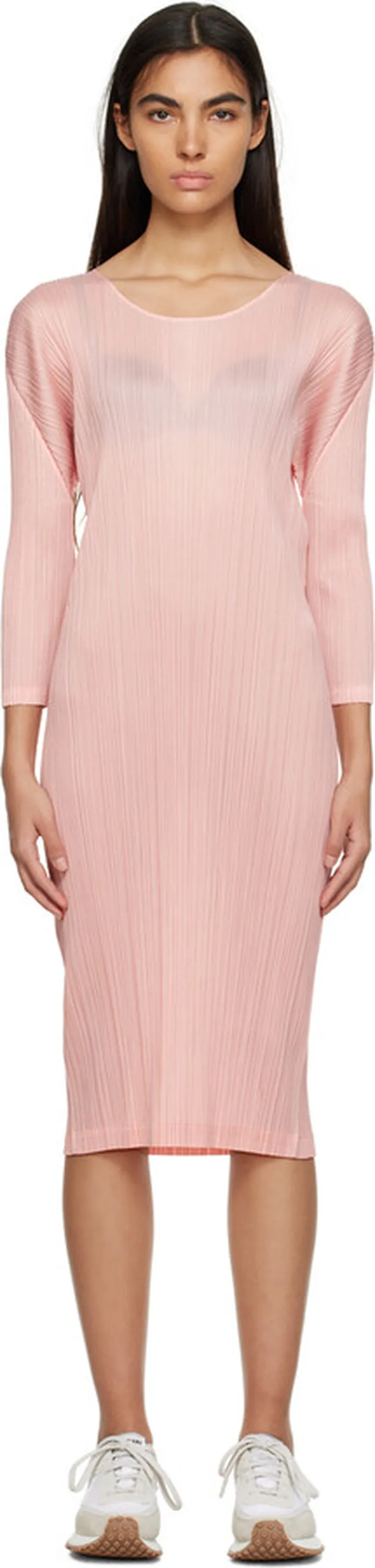 Pleats Please Issey Miyake Pink Monthly Colors February Midi Dress