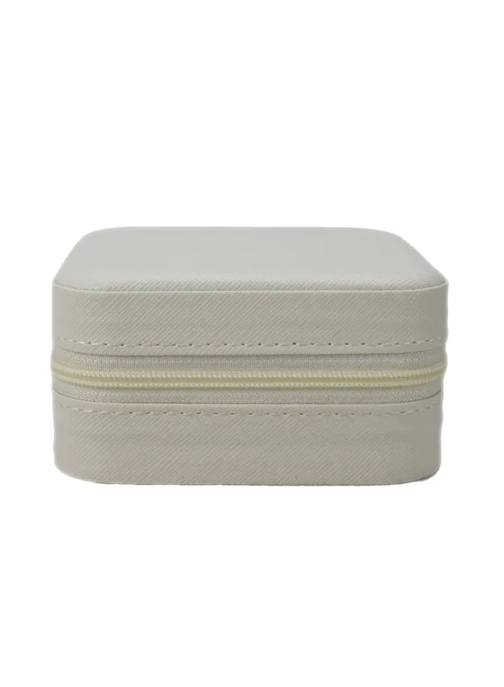 Jewellery Holder Case Mini Jewellery Box Travel Jewellery Box Double Layer Portable Jewellery Box For Necklace Earring Rings Small Jewellery Box For Women Leather Ring Organizer Case Storage - White