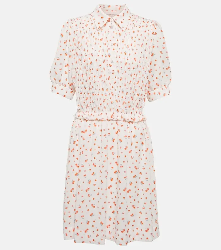 Smocked georgette minidress