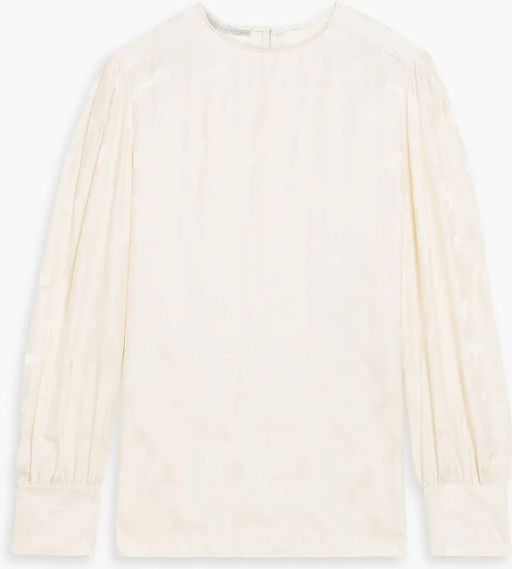 Silk-blend satin-jacquard blouse