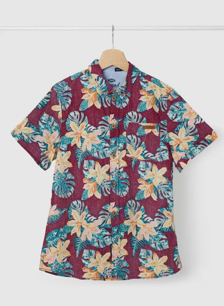 Printed Short Sleeves Shirt Rhododendron