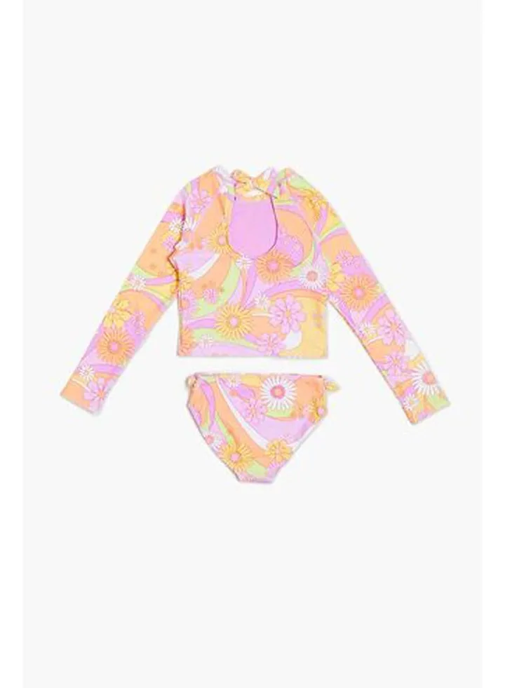 Girls Floral Swim Top & Bikini Bottoms Set