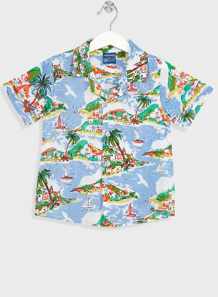 Nauti Nati Boys Standard Tropical Printed Pure Cotton Shirt