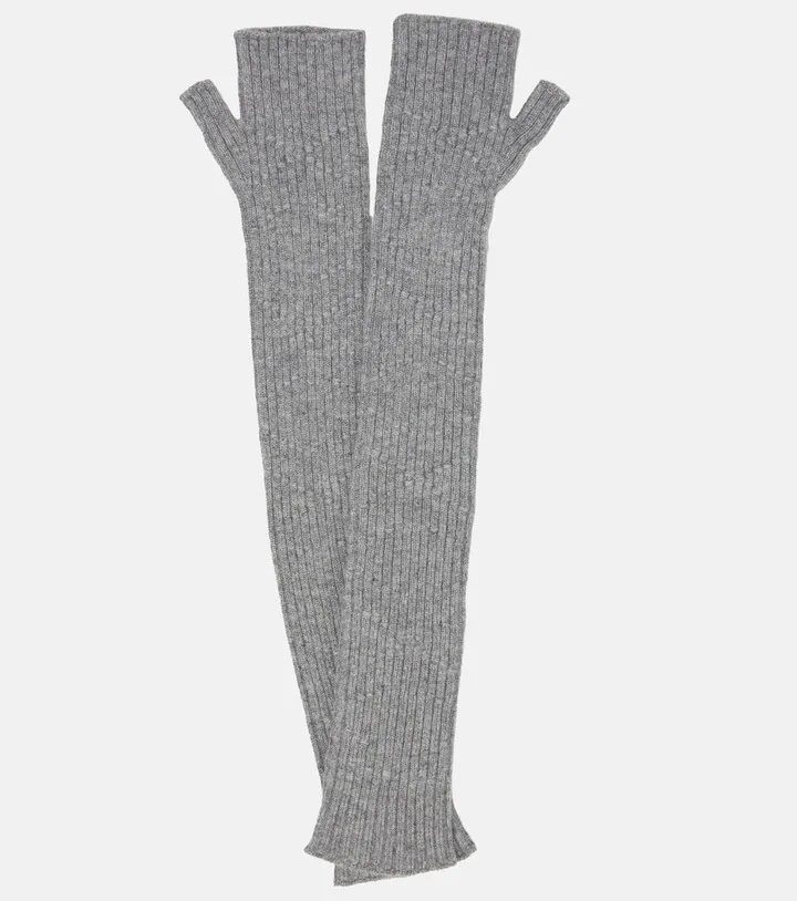 Fingerless cashmere gloves