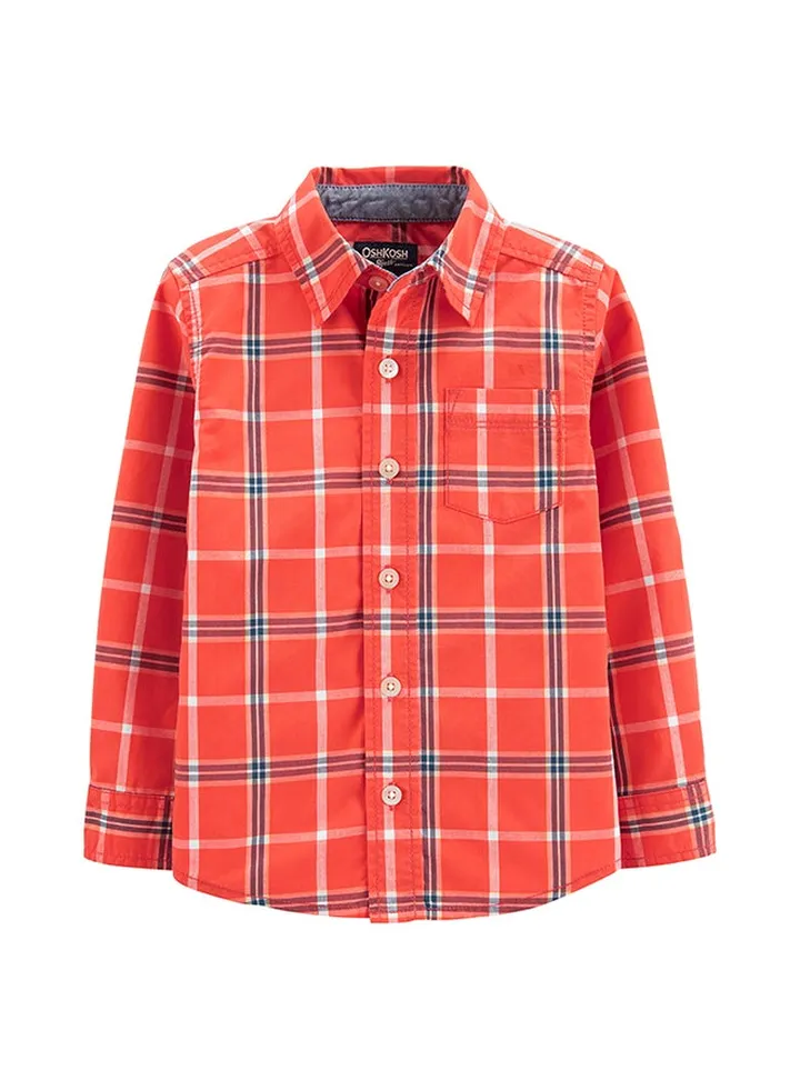 Button-Front Shirt Plaid