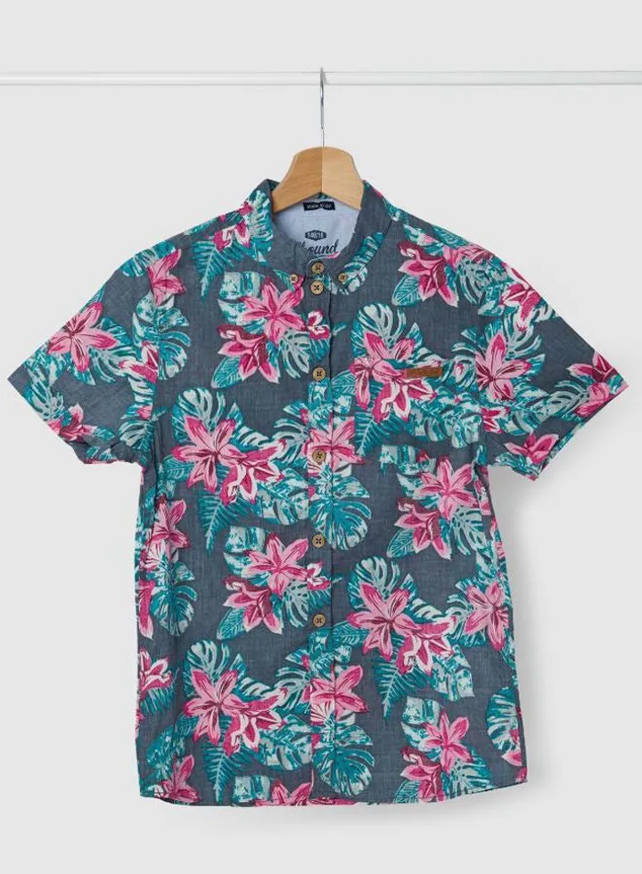 Printed Short Sleeves Shirt Dark Slate