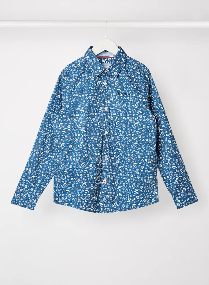 Boys Floral Print Shirt Blue