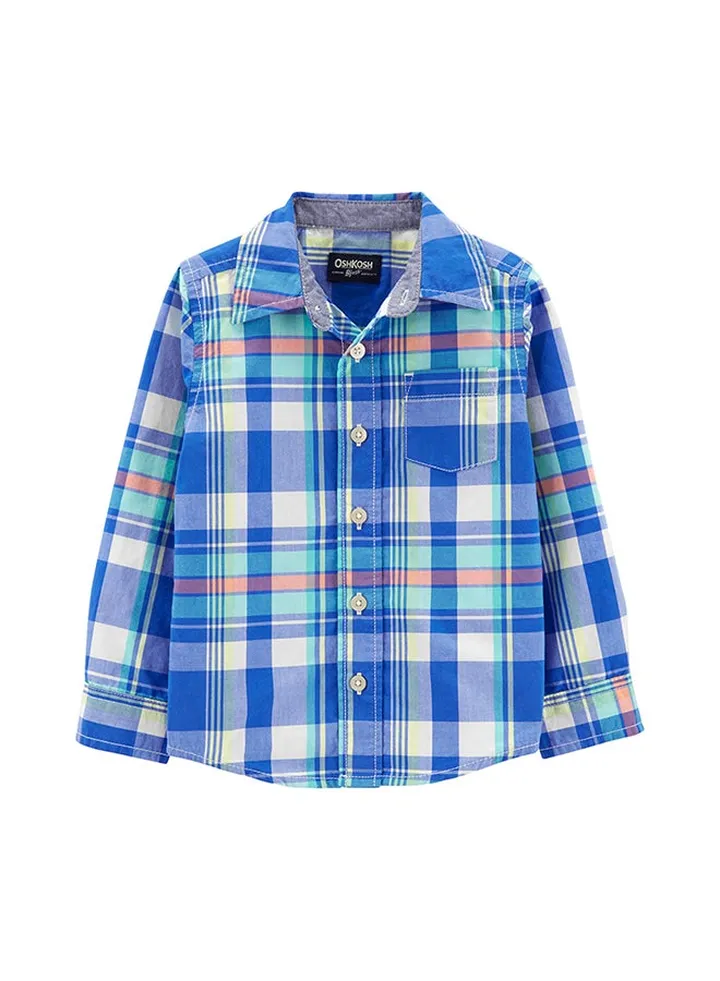 Button-Front Shirt Plaid