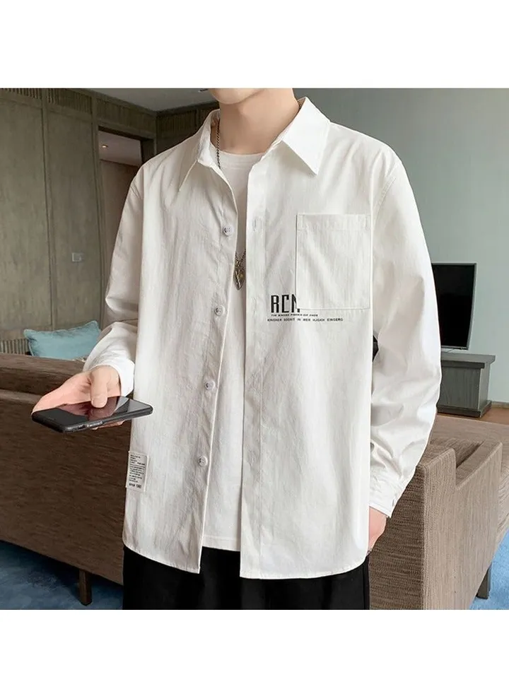 Trendy loose casual versatile thin men's long-sleeved work shirt