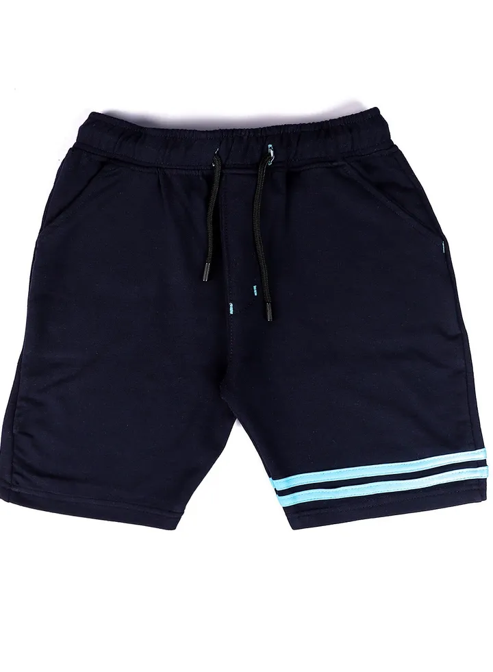 Shorts With White Double Thigh Strips - Navy Blue