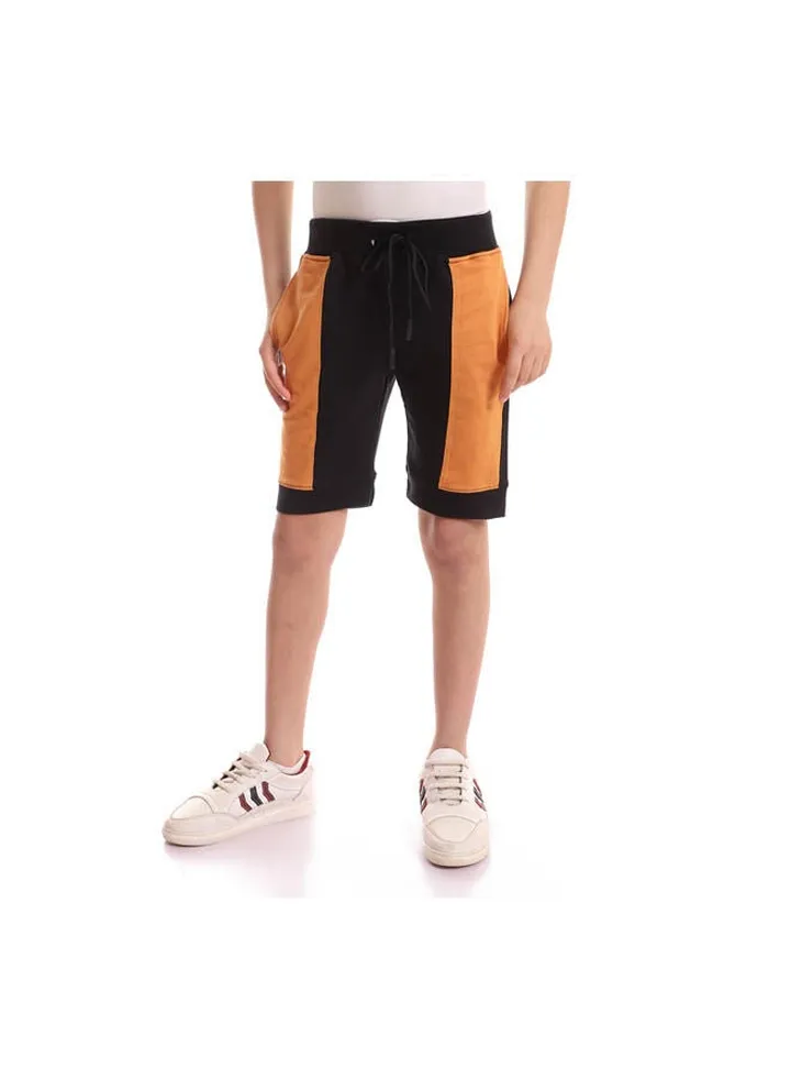 Casual Stripes Mid-Rise Shorts Black