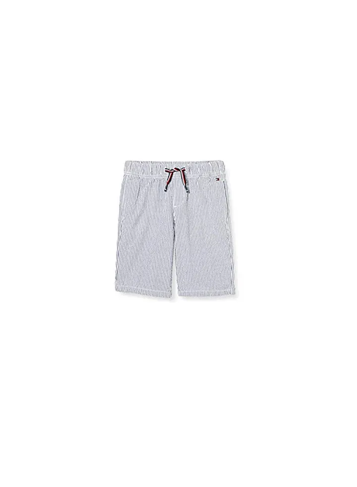 Teen Seersucker Pull On Shorts Grey/White