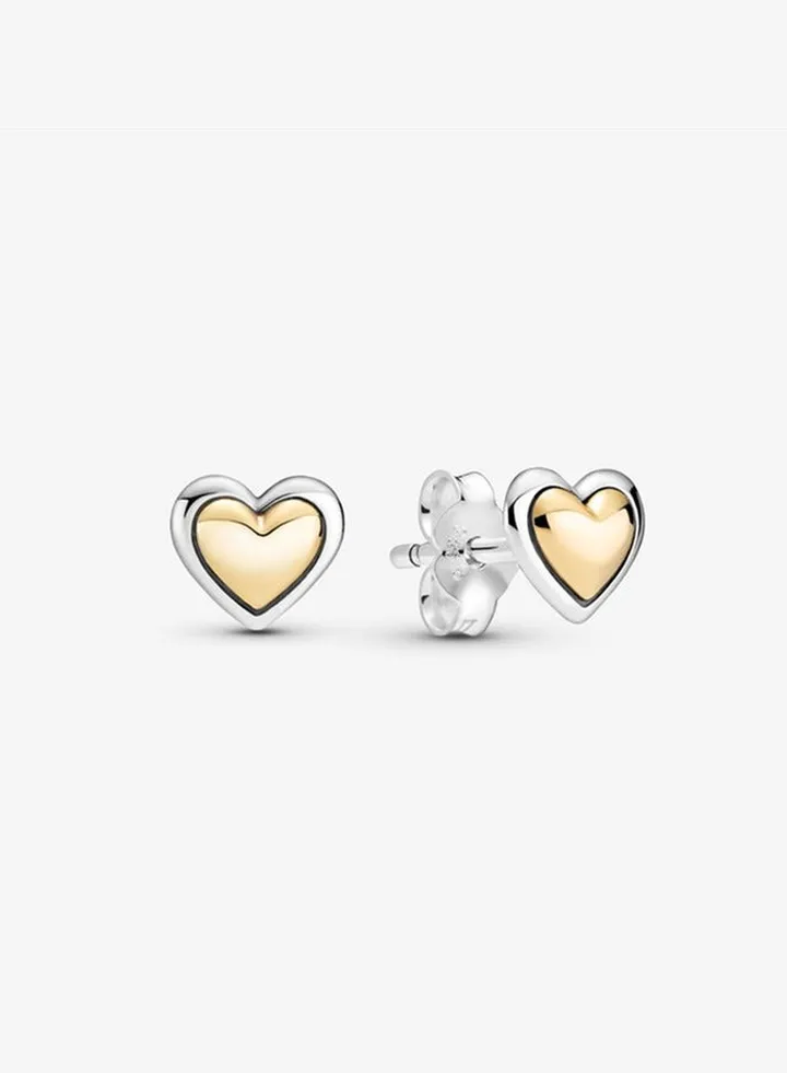 Pandora Moments Women's 925 Silver and 14K Gold Round Top Heart Earrings 299389C00