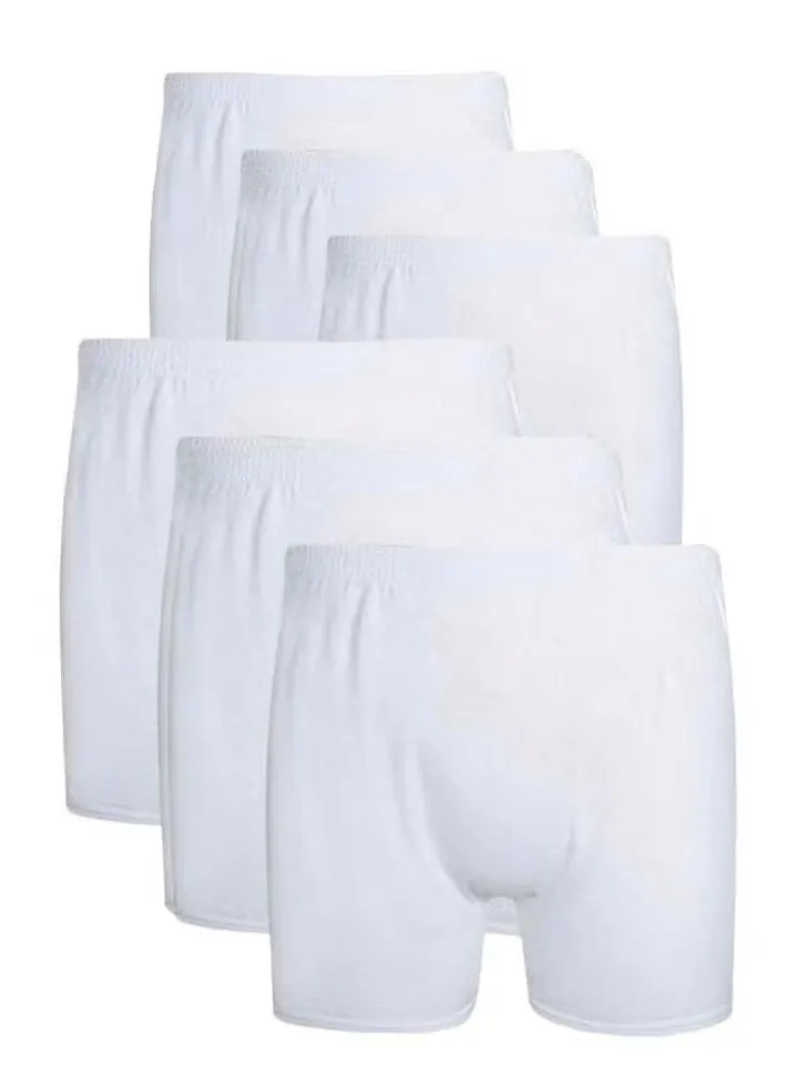 Men's White Cotton Underwear Half Shorts Set Of 6 Pieces