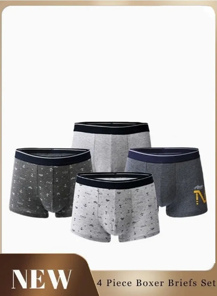 Set of 4 Men's 95% Cotton Shorts Breathable Soft Underwear Summer High Stretch Seamless Underwear