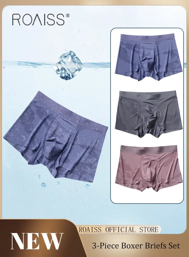 Men Boxers 3 Pack Set Trend Men Teenage Boys Underwear Short Briefs High Elastic Classic Underwear