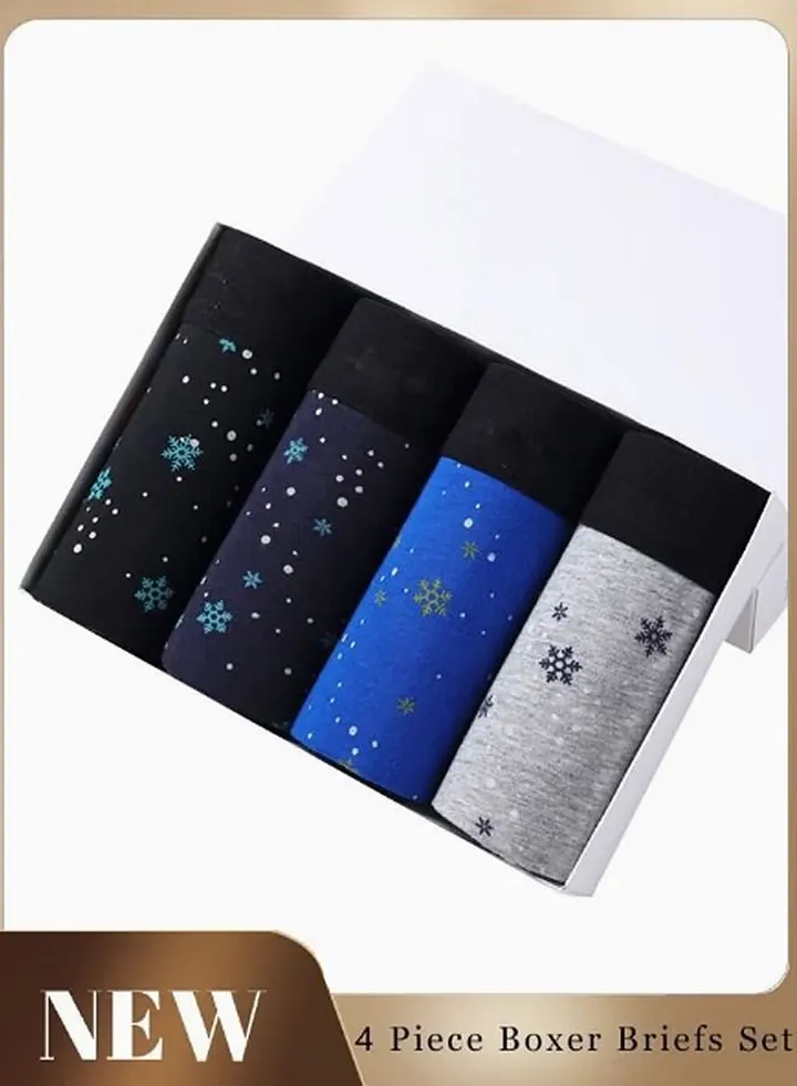 Set of 4 Men's 95% Cotton Shorts Breathable Soft Underwear Summer High Stretch Seamless Underwear