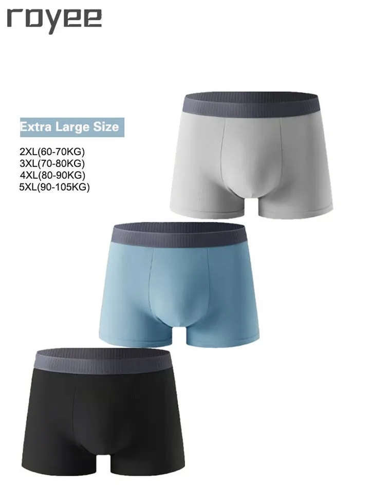 3 * PACK Men's Pure Cotton Underwear, Graphene antibacterial Crotch Bottom Fabric, Skin Friendly, Breathable and Comfortable, Fashion Men's Boxer Briefs