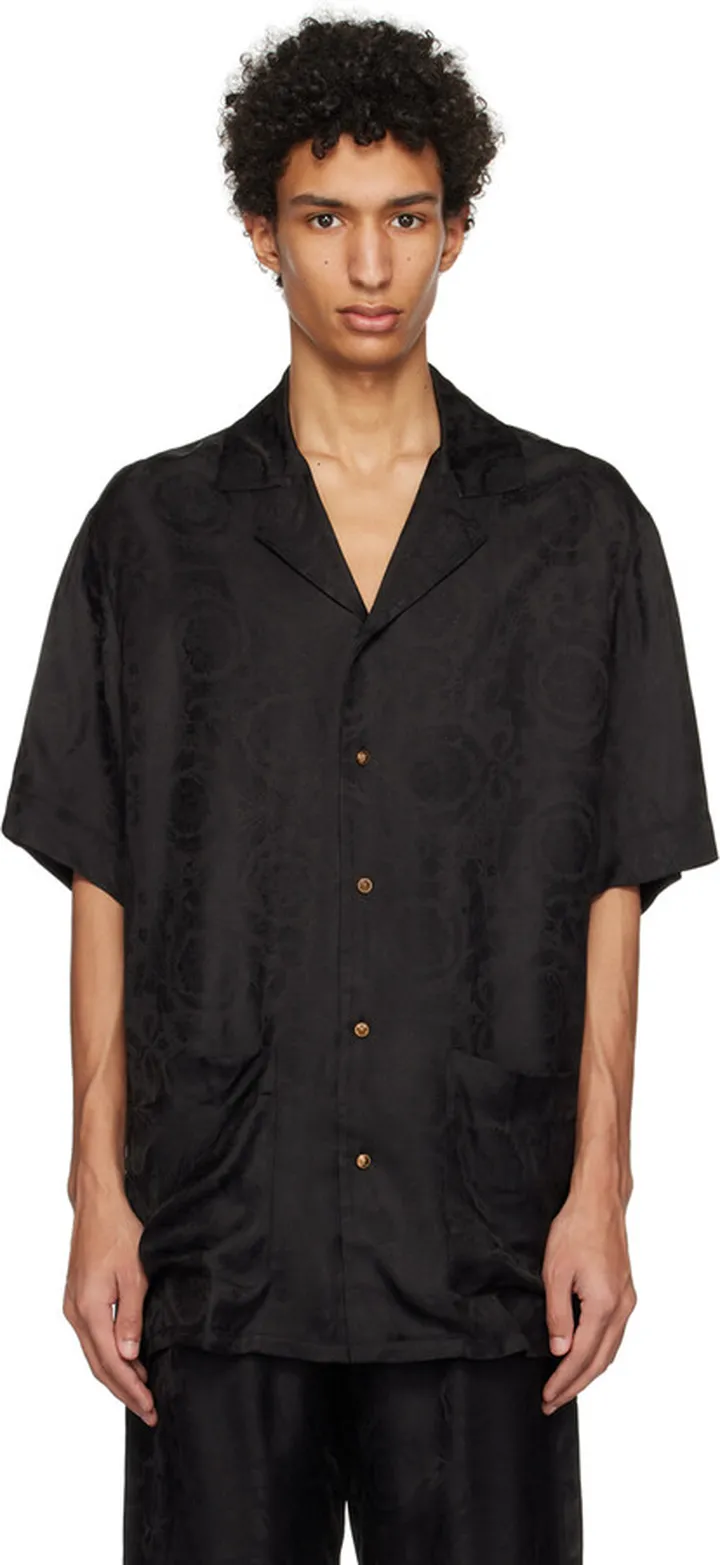 Versace Underwear Black Barocco Pyjama Shirt