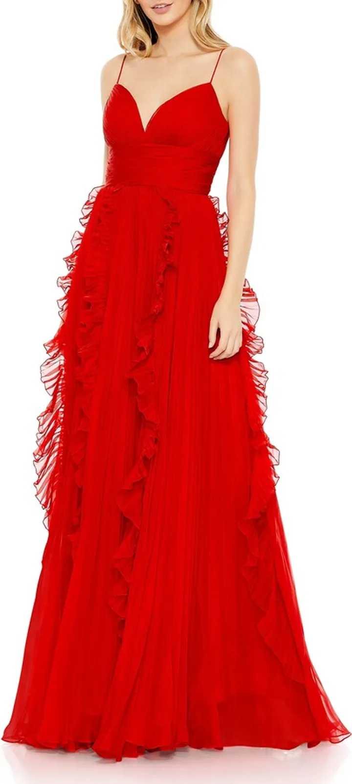Ruffle Pleat Sleeveless Gown