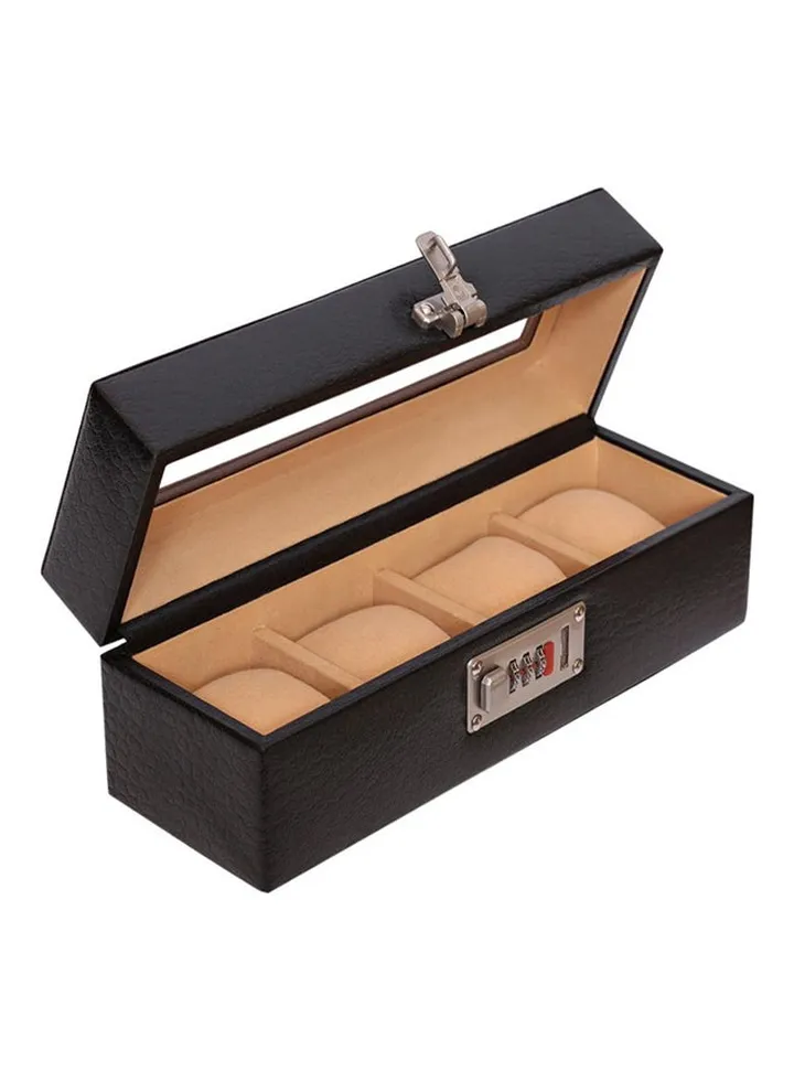 unisex Glass Top Leather Watches Box