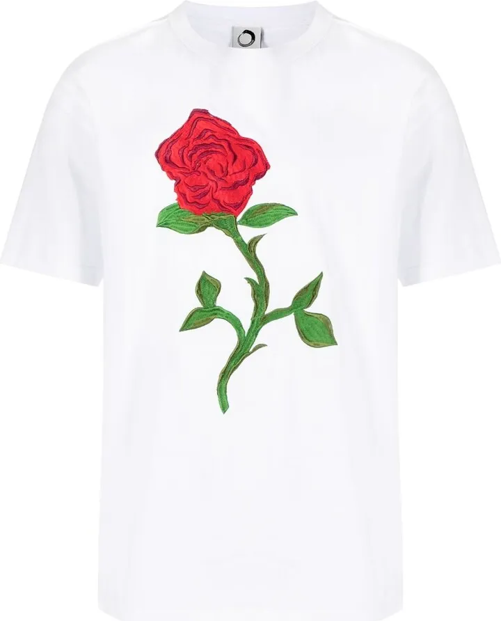 rose-print cotton T-shirt