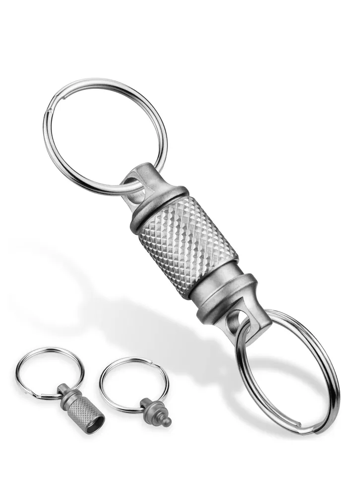 Quick Release Keychain, Advanced Titanium Swivel Clip, 360 ° Pull Apart Detachable Keychain,Mini But Heavy Duty Keychain, with 2 Stainless Steel Key Rings