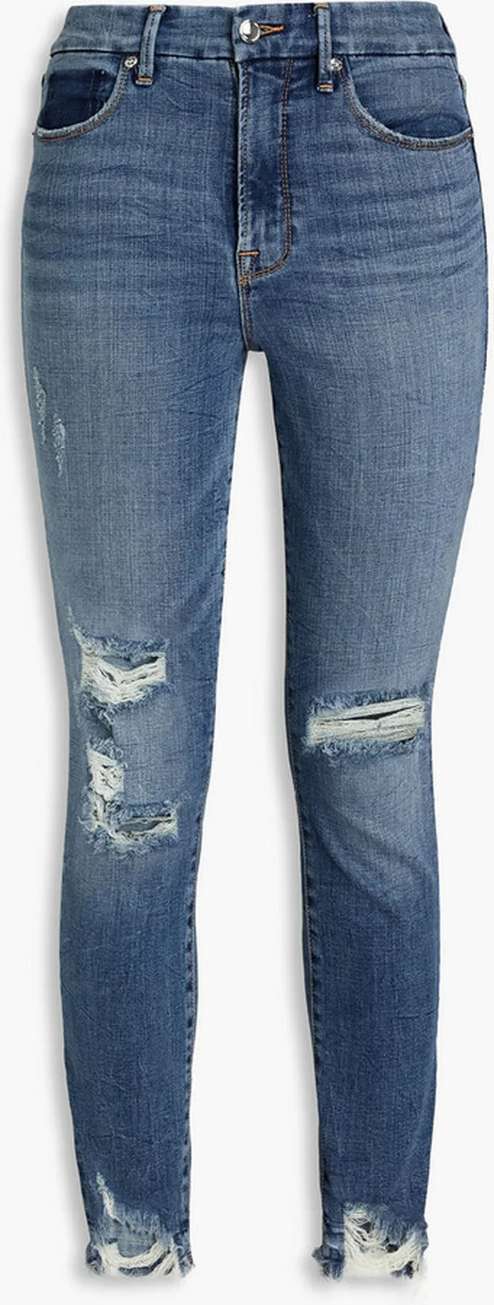 Good Waist cropped distressed high-rise skinny jeans