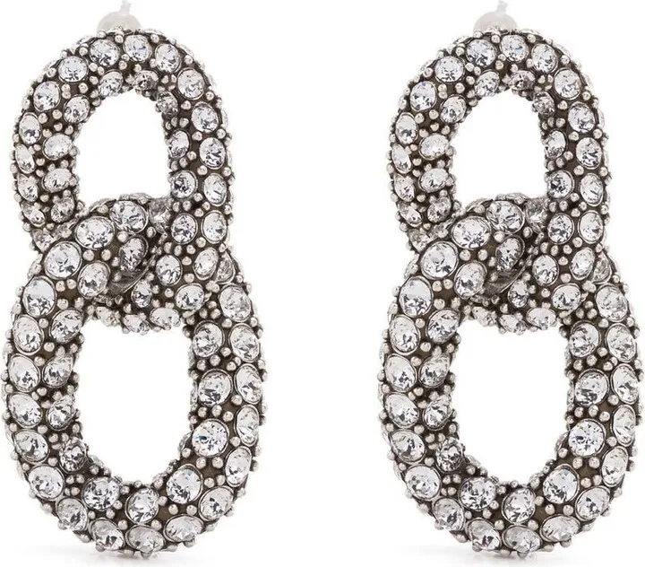 Crystal-Embellished Hoop Earrings