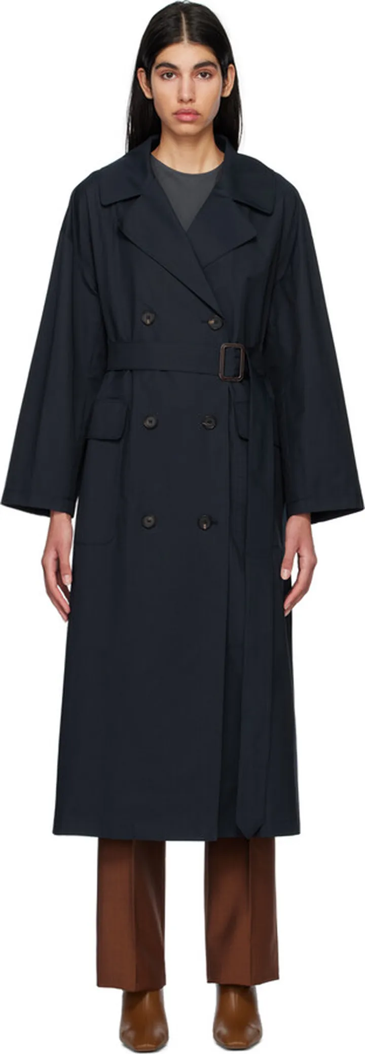 Max Mara Navy Atrench Trench Coat