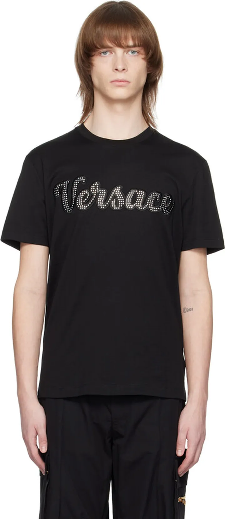 Versace Black Crystal Varsity T-Shirt