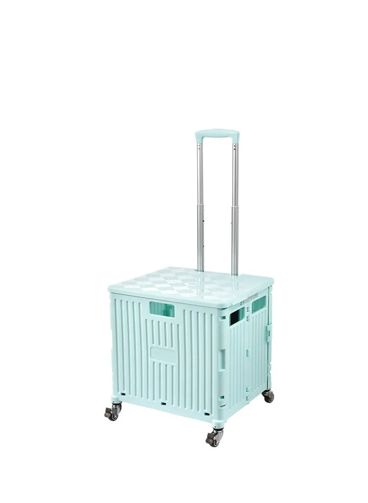 Portable folding trolley storage box, car trunk storage box, carry wheel shopping cart