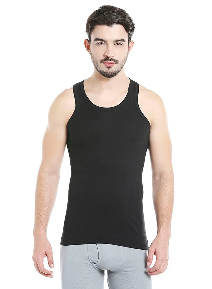 Sleeveless Cotton Vest Black